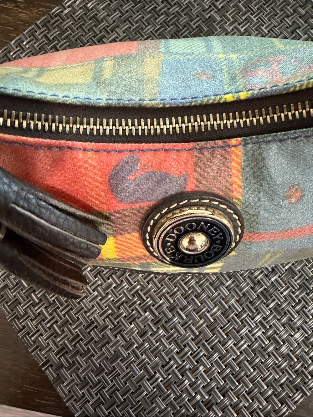Vintage Y2K Dooney & Bourke Patched Plaid Shoulder Bag with Brown Leather Trim - Picture 7 of 8